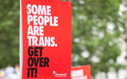 'Some People Are Trans. Get Over It!' placard at Pride in London 2016 © Andy Tyler